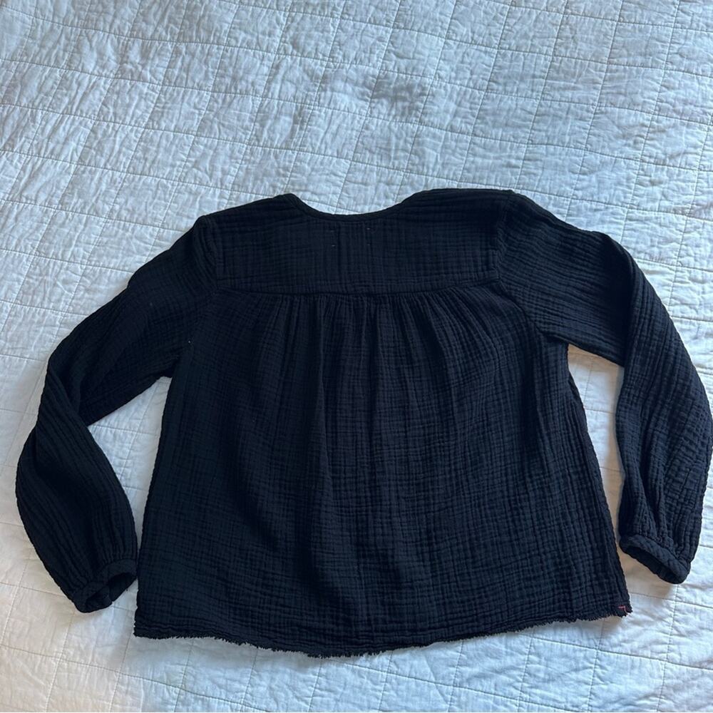 XiRENA Cotton Gauze V-Neck Popover Top Black XS - Picture 2 of 8